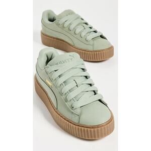 PUMA x FENTY Creeper Phatty Leather Sneakers Green Fog Nubuck Gum Sole Size 10